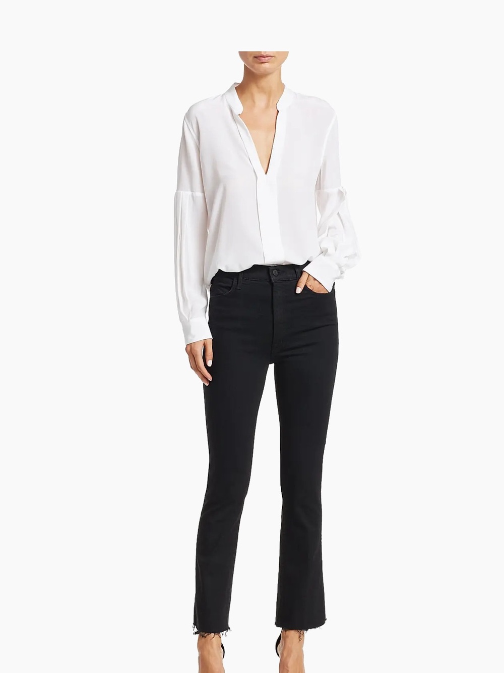MOTHER The Hustler Ankle Fray Jeans Black